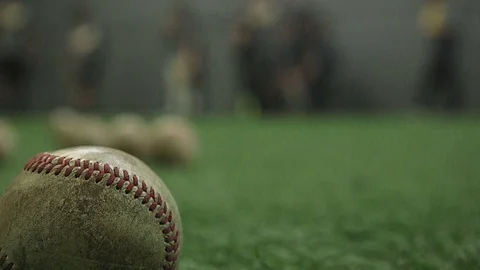 Baseball on Field During Warm Up Stock Footage 86261160