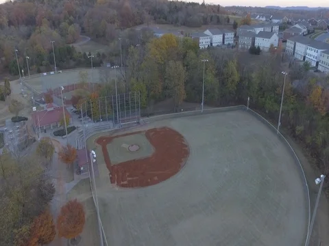 Baseball Field in the Fall Aerial Drone Tracking Shot in 2K Stock Footage 74717483