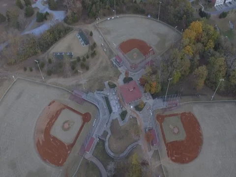 Baseball Field in Fall Aerial Drone Shot in 2K Stock Footage 74718289