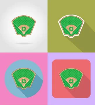 Baseball field flat icons vector illustratio Stock Illustration