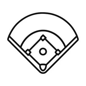 Baseball Field Icon Baseball Diamond Outline Vector Illustration Stock Illustration