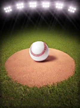 Baseball on Field Stock Illustration