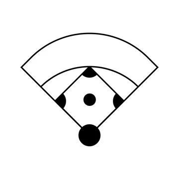 Baseball field linear icon. Softball game field thin line illustration. Conto Stock Illustration