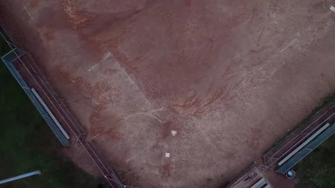 Baseball Field Little League Empty No Fans No Kids Base Home Plate Drone Aerial Vídeo Stock 131189205