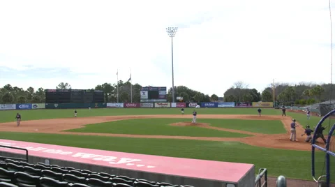 Baseball Field Pan down from sky Stock Footage 65405983