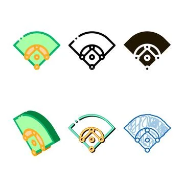 Baseball field stylized icon vector outline Stock Illustration