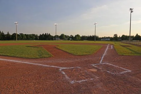 Baseball Field at Sunset Stock Photos