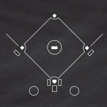 Baseball field template on blackboard background Stock Illustration
