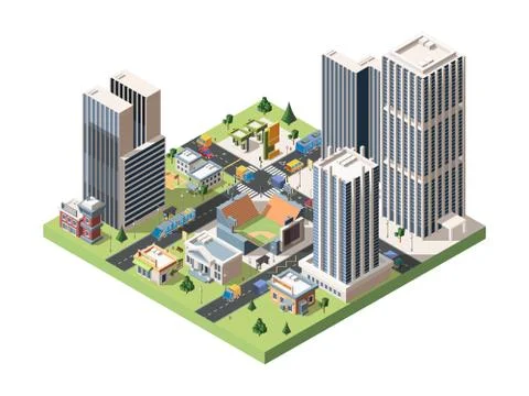 Baseball field top view vector isometric illustration Stock Illustration