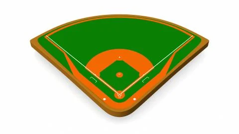 Baseball field. on white background. 3d rendering Stock Illustration