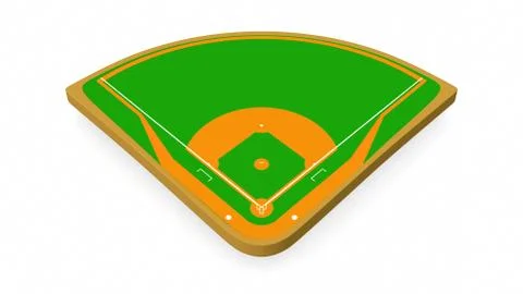 Baseball field. on white background. 3d rendering Stock Illustration