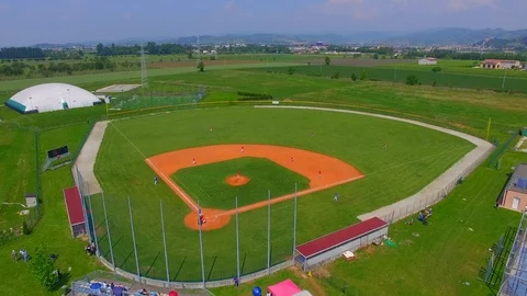 Baseball fields aerial view panorama landscape Stock Footage 92049263