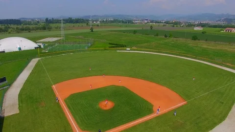 Baseball fields aerial view panorama landscape Stock Footage 94429212