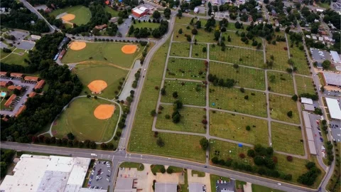 Baseball Fields and Cemetery Stock Footage 140403730