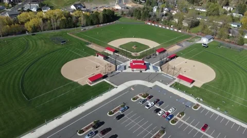 Baseball Fields Flyover Straight Stock Footage 194638204
