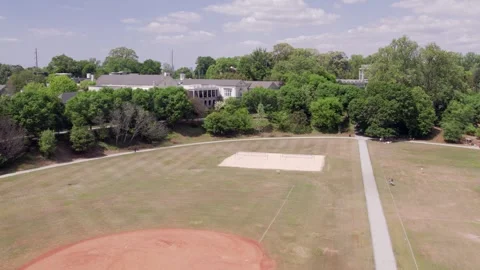 Baseball Fields Overlooking Midtown Atlanta Skyline (Drone Shot) Stock Footage 292918676