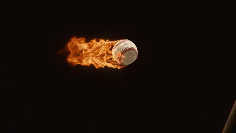 Baseball On Fire Being Hit By A Baseball Bat Stock Footage 289845016