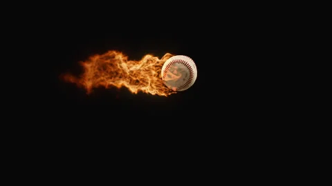 Baseball On Fire Flythrough Stock Footage 289844992