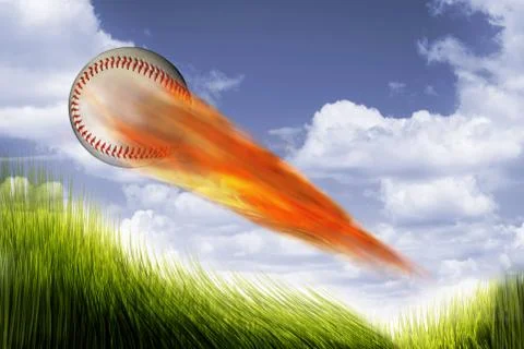 Baseball on Fire. Stock Photos