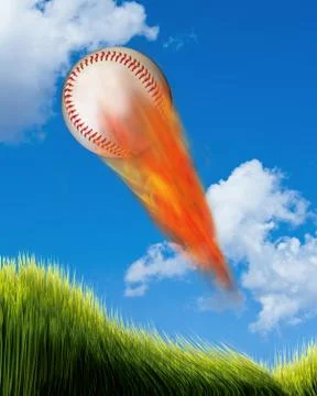 Baseball on Fire. Stock Photos
