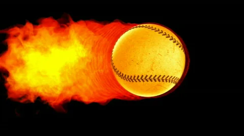 Baseball fireball in flames on black background Stock Footage 871028
