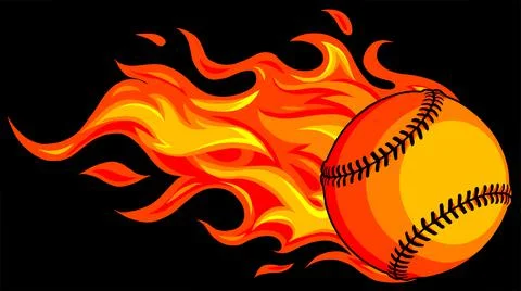 Baseball with flames on black background vector illustration Stock-Illustration