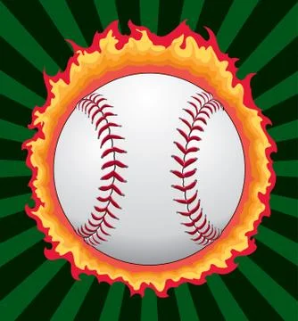 Baseball with Flames Illustrazione stock