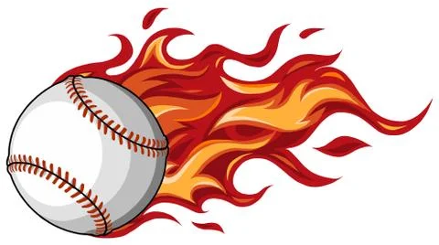 Baseball with flames in white background vector illustration Stock Illustration