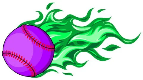 Baseball with flames in white background vector illustration Stock Illustration