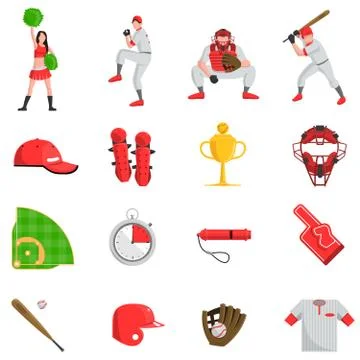 Baseball flat set Illustration