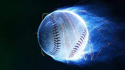 Baseball Flying in Flames Stock Illustration
