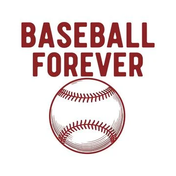 Baseball Forever Logo with Red Baseball and Text tshirt design Stock Illustration