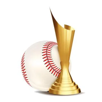 Baseball Game Award Vector. Baseball Ball, Golden Cup. Modern Tournament. Design Stock Illustration