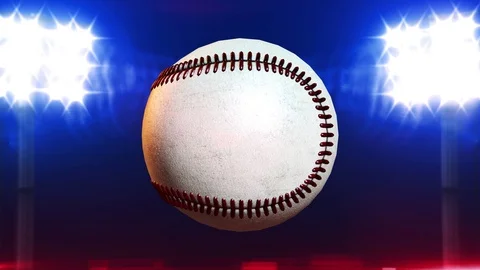 Baseball Game Ball On Field Stadium light Background Stock Footage 122828374