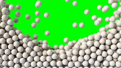 Baseball game balls falling down from above and filling the screen. 動画素材 98631345