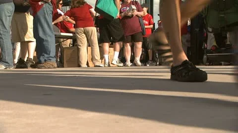 Baseball Game Crowd Entrance at the Gate Low Angle Stock Footage 22047719