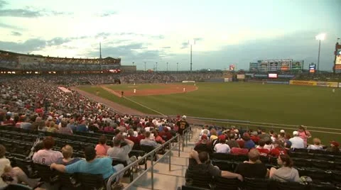 Baseball Game Stadium Crowd pan left Stock Footage 22045709
