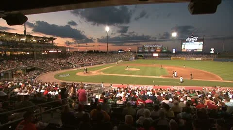 Baseball Game Stadium Dusk Stock Footage