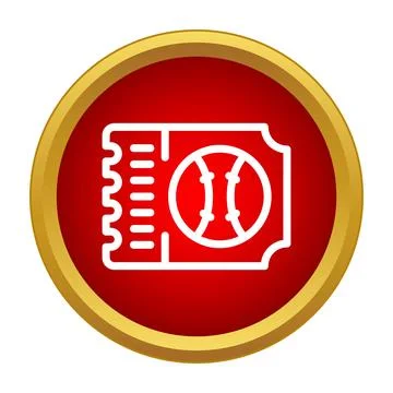 Baseball game ticket icon on red circle Stock Illustration