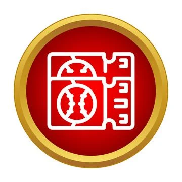 Baseball game ticket icon on red background Stock Illustration