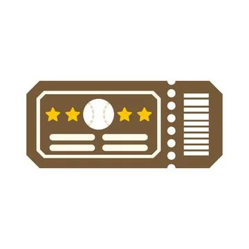 Baseball game ticket icon for sporting event entry Stock Illustration