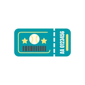 Baseball game ticket voucher with barcode and stars Stock Illustration