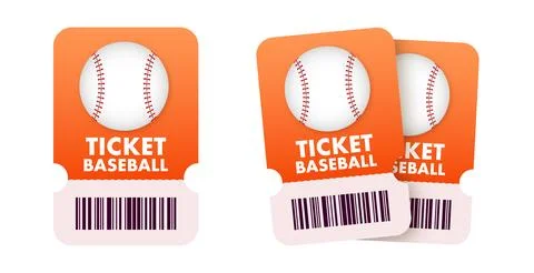 Baseball game tickets with barcode for event admission Иллюстрация