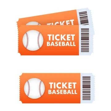Baseball game tickets for a sporting event admission Stock Illustration