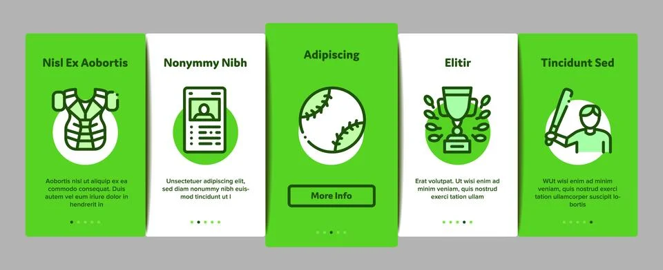 Baseball Game Tools Onboarding Elements Icons Set Vector イラスト素材