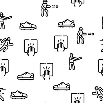 Baseball Game Tools Seamless Pattern Vector Illustrazione stock