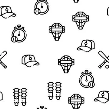 Baseball Game Tools Seamless Pattern Vector Stock Illustration