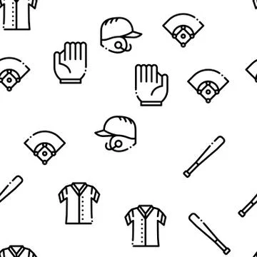 Baseball Game Tools Seamless Pattern Vector Stock Illustration