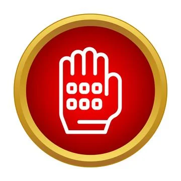 Baseball glove icon on red circle with gold border 스톡 일러스트