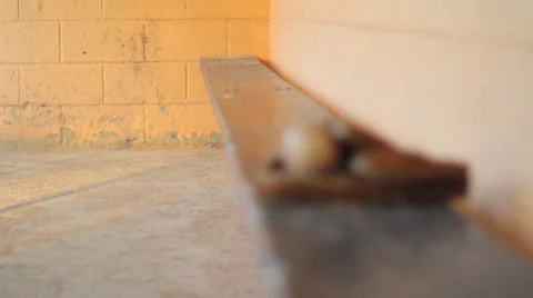 Baseball glove rack focus Vídeo Stock 36241807